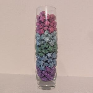 Colorful Glass Vase with Decorative Stones